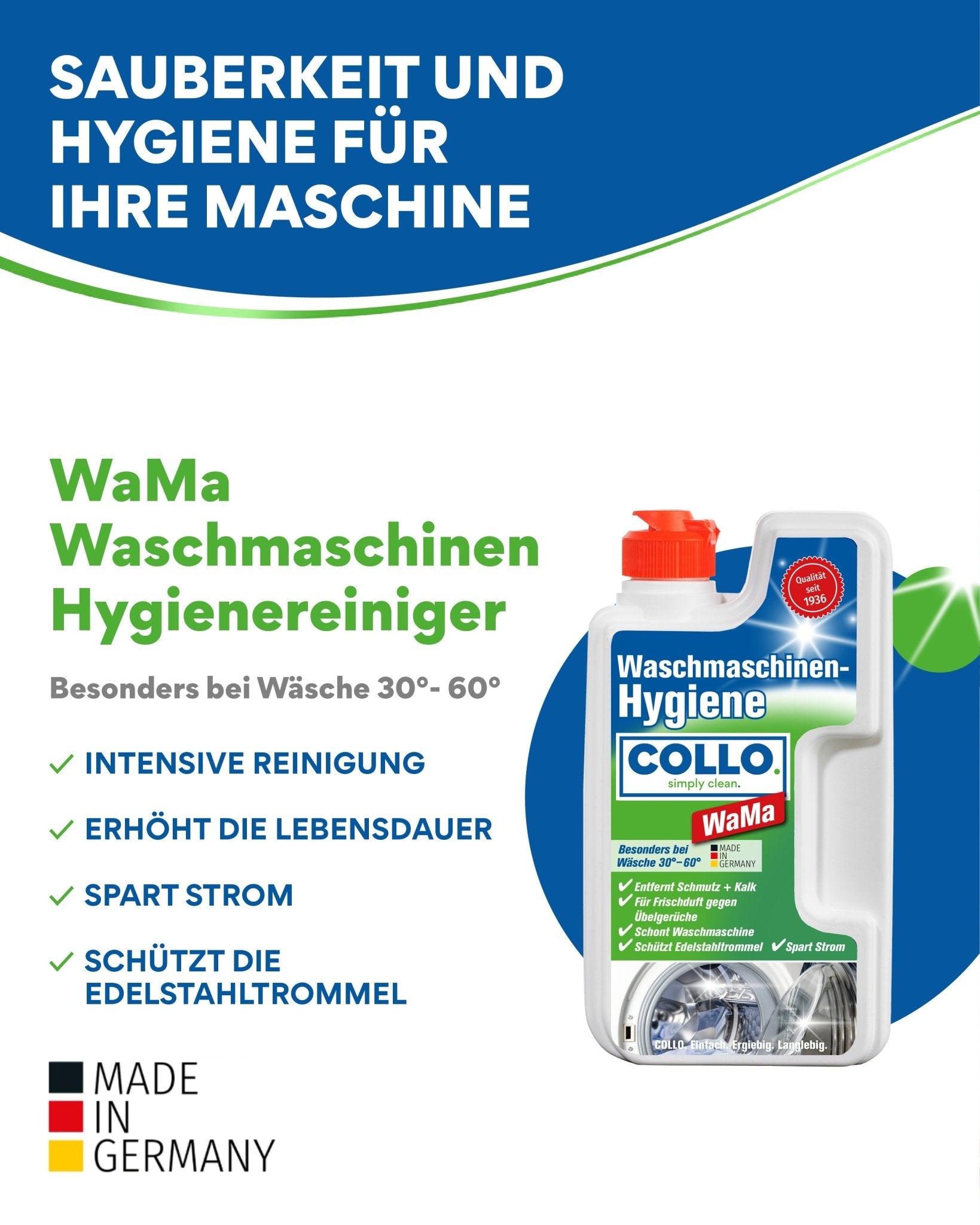 WaMa - Hygienischer Waschmaschinenreiniger gegen Kalk, Schmutz, Gerüche